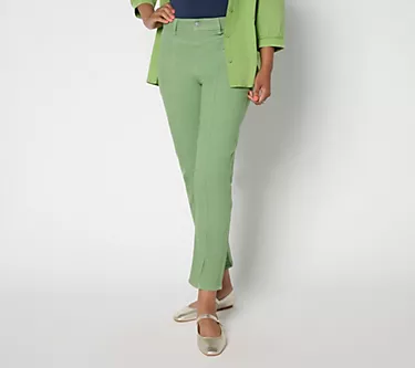 LOGO by Lori Goldstein Petite Kashmir Split Hem Ankle Jeans