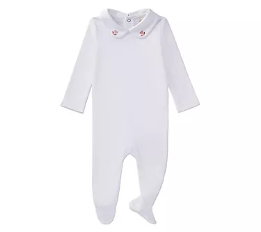 MiniMoi Girls Cotton Footie w/ Heart Emroidery