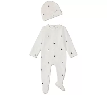 MiniMoi Baby Cotton Sailboats 2 Piece Footie Set