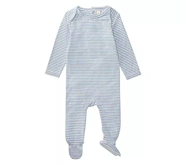 MiniMoi Boys' Striped Shoulder Flap Footie