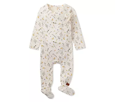 MiniMoi Girls Floral Pointelle Cotton Footie