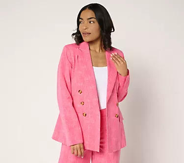 Isaac Mizrahi Live! Yacht Club 24/7 Stretch Printed Blazer