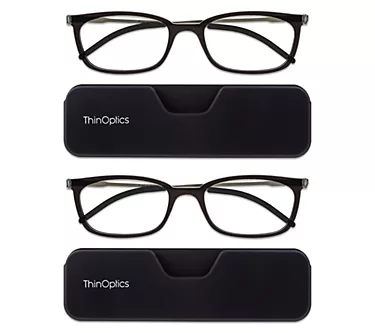 ThinOptics Set of 2 Connect Full Frame Reading Glasses & Cases 3.0