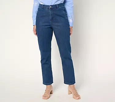 Joan Rivers Petite Luxe Vintage Denim Ankle Pants - Indigo