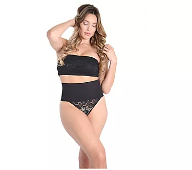 Memoi High Waisted Lace Shaping Thong