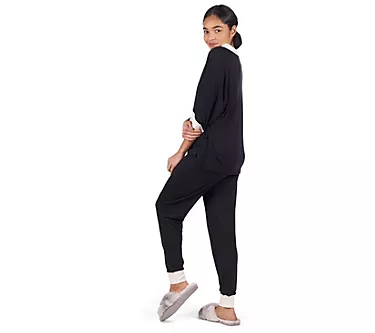 Memoi Contrast Trim Modal Pant Set
