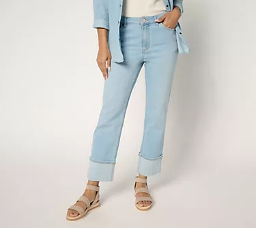 Martha Stewart Signature Petite Indigo Straight Leg Ankle Jeans