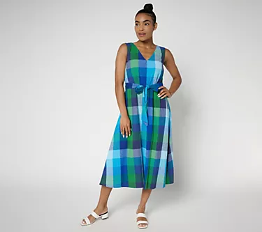 Isaac Mizrahi Live! Petite Madras Plaid Midi Dress with Self Belt 1 126153-isaac-mizrahi-live-petite-madras-plaid-midi-dress-with-self-belt-1.webp