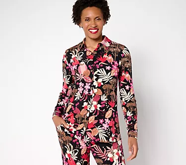 Susan Graver Petite Printed Liquid Knit Button Front Top 1 126933-susan-graver-petite-printed-liquid-knit-button-front-top-1.webp