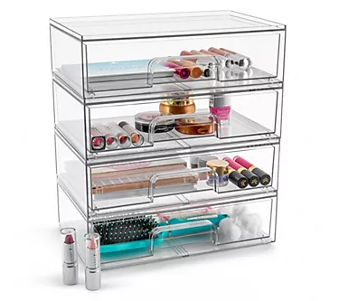 Sorbus Storage Containers with Pull-Out Drawers- 4 Pack, Wide