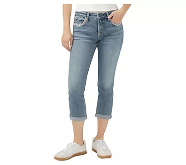 Silver Jeans Co. Women's Elyse Mid Rise Capri _FREE