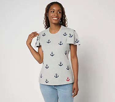 Driftwood Jeans Relaxed Flutter Tee - Anchors