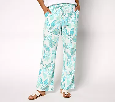 Belle Beach by Kim Gravel Regular Cabana Knit Shell Beach Pants