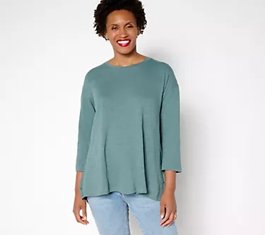 LOGO by Lori Goldstein 3/4 Sleeve A-Line Top