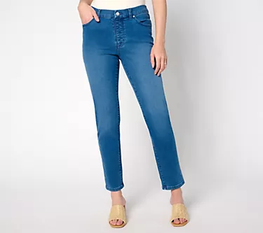Women with Control Contour Curves Regular Indigo Wash Denim Pants