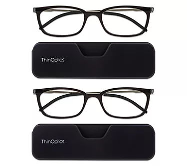ThinOptics Set of 2 Connect Full Frame Reading Glasses & Cases 1.0-2.5