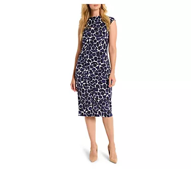 NIC+ZOE Geo Pebble Side Ruche Dress
