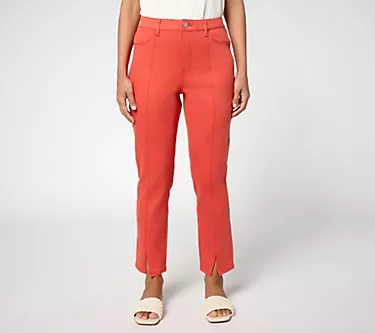 Susan Graver Regular Stretch Denim Ankle Jean with Front Slit