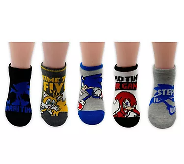 Sonic The Hedgehog Boys' Set of 5 No-Show Character Sock Set