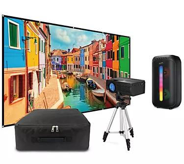 iLive Pop-up Projector Movie Kit with 120" Screen & Party Speaker