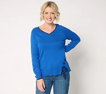 Attitudes by Renee Lace-Up Detail Sweater
