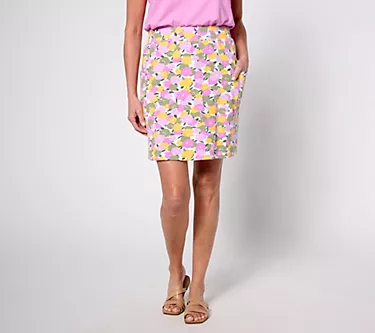 Denim & Co. Active Printed French Terry Skort w/ Side Pockets