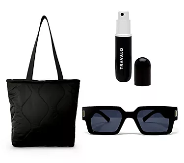 Youzey Jetsetter Travel Puffer Tote, Travalo& Sunglass Set