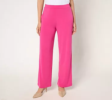 Susan Graver Regular Print & Solid Liquid Knit Wide Leg Pants