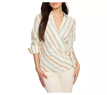 NIC+ZOE Striped Weekly Wrap Woven Top