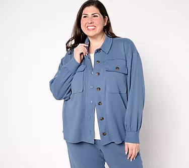 AnyBody Brushed French Terry Shacket with Pockets