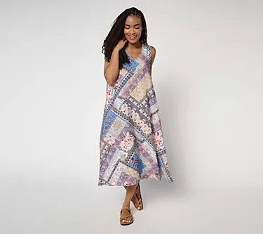 Susan Graver Passport Petite Dolce Textured Woven Midi Dress