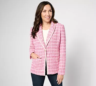 Isaac Mizrahi Live! Novelty Tweed One Button Blazer Blazer