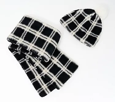 Sprigs Plaid Sherpa Beanie and Scarf Set