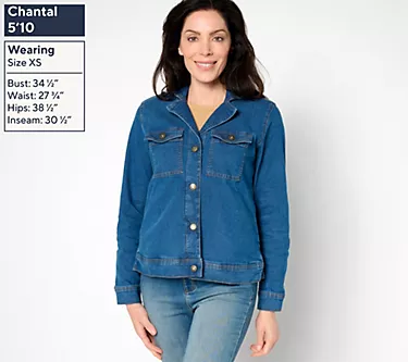 Denim & Co. Adaptive Indigo Classic Stretch Denim Jacket With Pockets