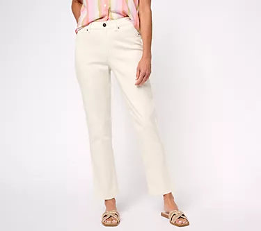 Joan Rivers Petite Cotton Blend Stretch Denim Slim Ankle Pant