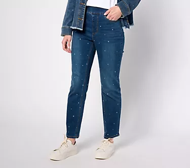 Isaac Mizrahi Live! Tall Indigo True Denim Rhinestone Jean