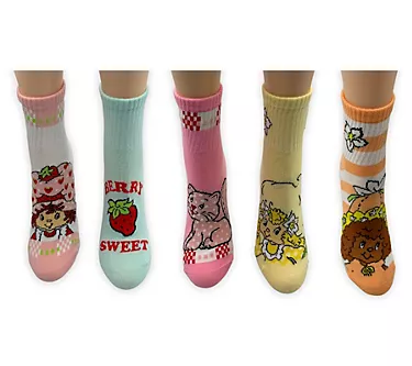 136476-strawberry-shortcake-ladies-set-of-5-quarter-crew-socks-1.webp