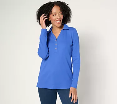 Belle by Kim Gravel EmBelleished Everyday Shine Polo Henley