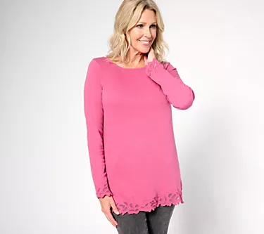 Denim & Co. Regular Signature Embroidered Knit Tunic