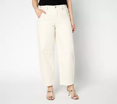Carla Rockmore Collection Petite Barrel Leg Jean- Ecru