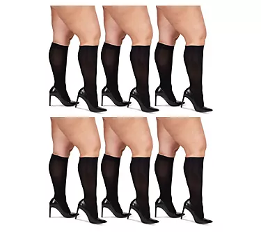 MeMoi Set of 6 Curvy Opaque Knee-High Trouser Socks
