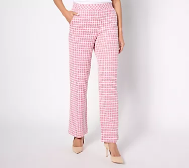 Isaac Mizrahi Live! Petite Chenille Yarn Knit Tweed Full Length Pants