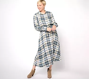 Encore by Idina Menzel Petite Button Front Shirt Dress