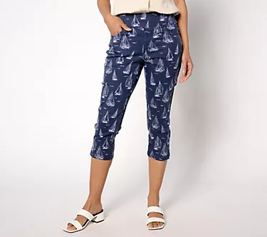 Belle by Kim Gravel Regular TripleLuxe Twill Come Sail Away Capri Pant