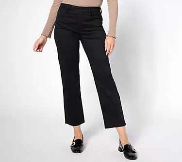 NYDJ High Rise Bailey Relaxed Straight Ankle Jeans-Black