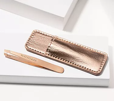 Tweezerman Rose Gold Mini Slant Tweezer w/ Case