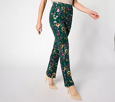 Isaac Mizrahi Live! Regular Foil Printed Scuba Bootcut Pants