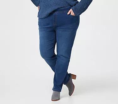 Denim & Co. Regular Cozy Touch Denim Full-Length Straight Jeans