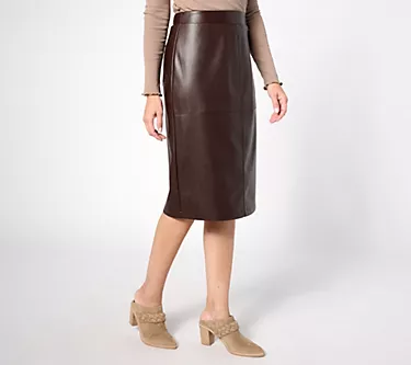 Denim & Co. Signature Regular Faux Leather Skirt