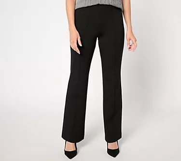 Susan Graver Petite Smart Ponte 350 High Waist Boot-Cut Pull-On Pants